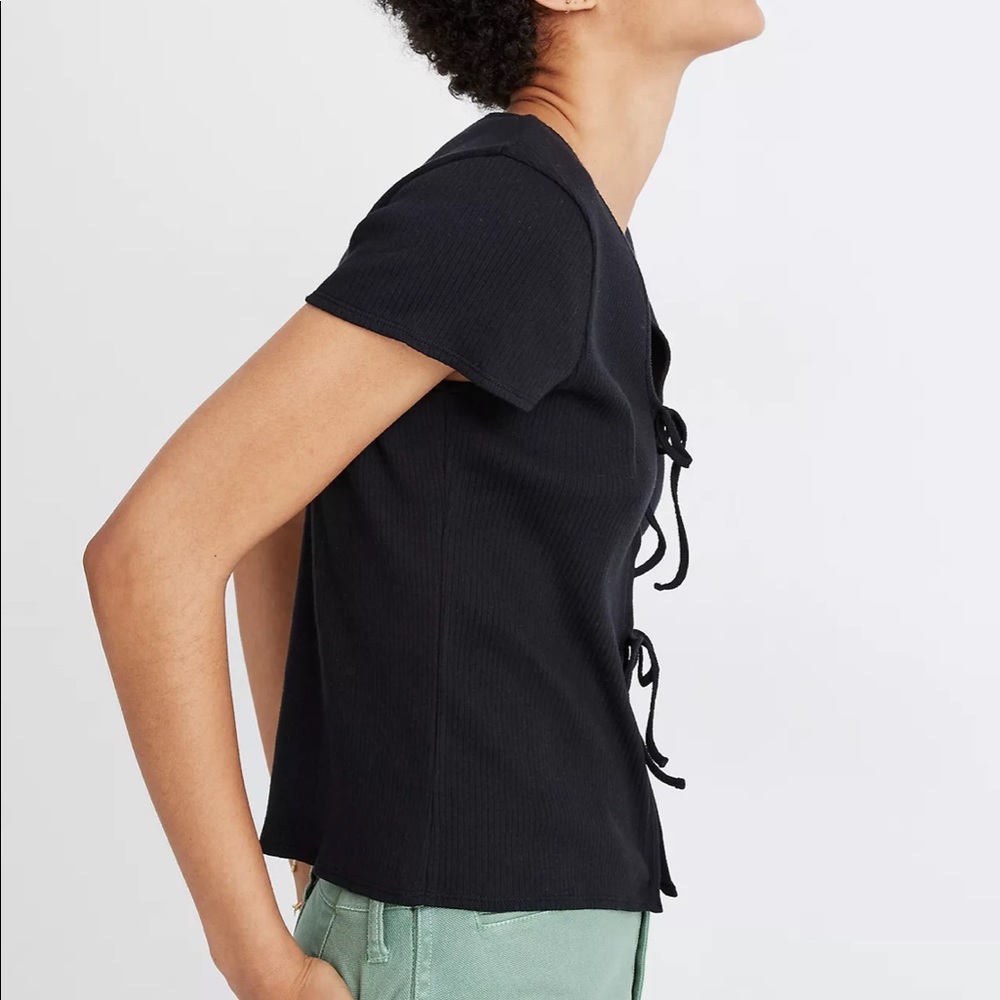 Madewell Ribbed Bow-Front Tee - Picture 3 of 5